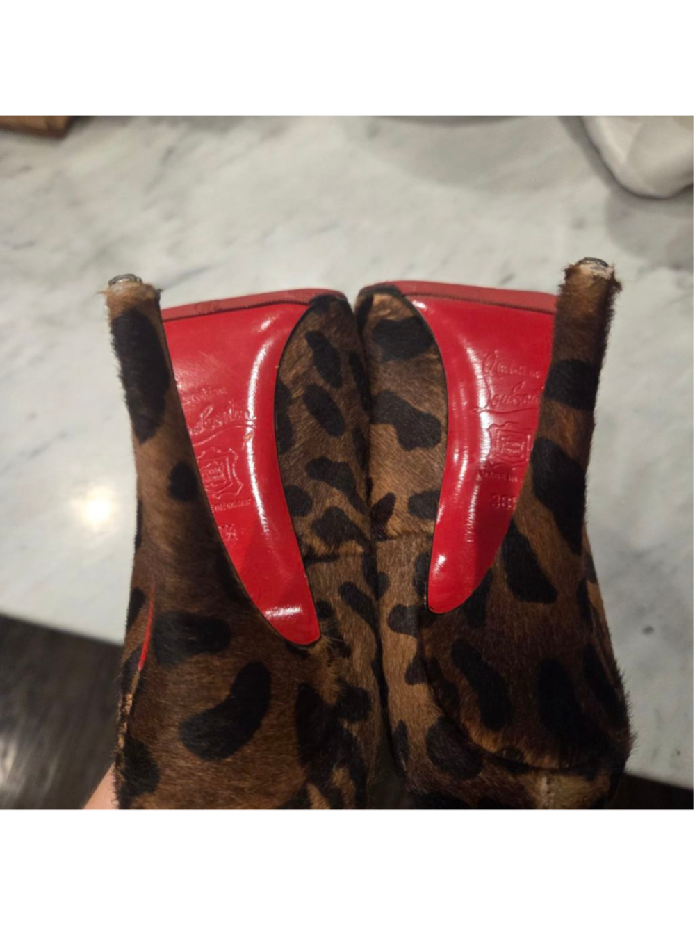 Louboutin Calf Hair Leopard Platform Heels size 38.5 - Picture 6 of 8